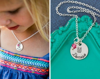 SALE - Owl Necklace • Owl Jewelry • Little Owl Gift • Small Owl Charm • Little Girl Birthday Party Favor • Bird Necklace • Toddler Necklace