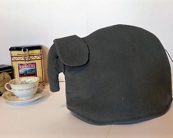 Elephant tea cozy, tea cosy: Edward the grey corduroy elephant tea cozy