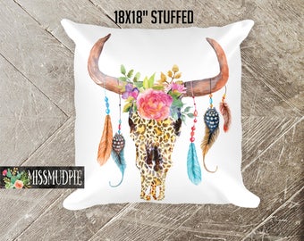 cow skull pillow