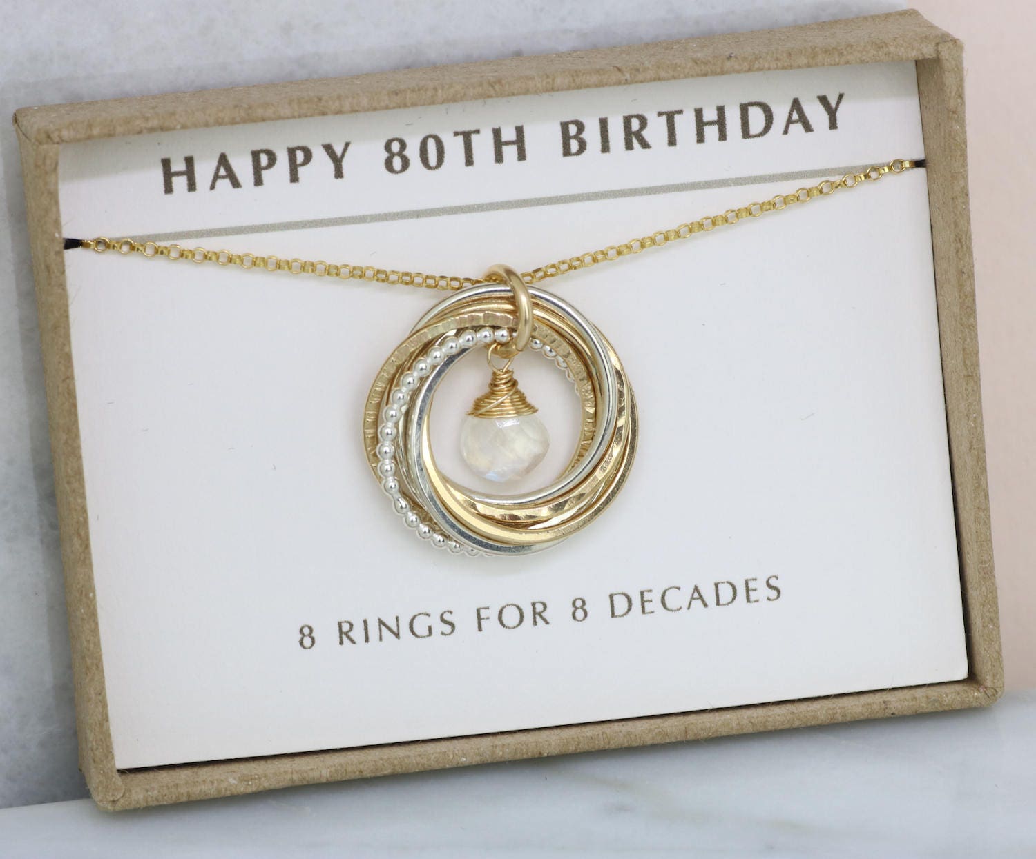 80th birthday gift mom moonstone necklace birthstone June