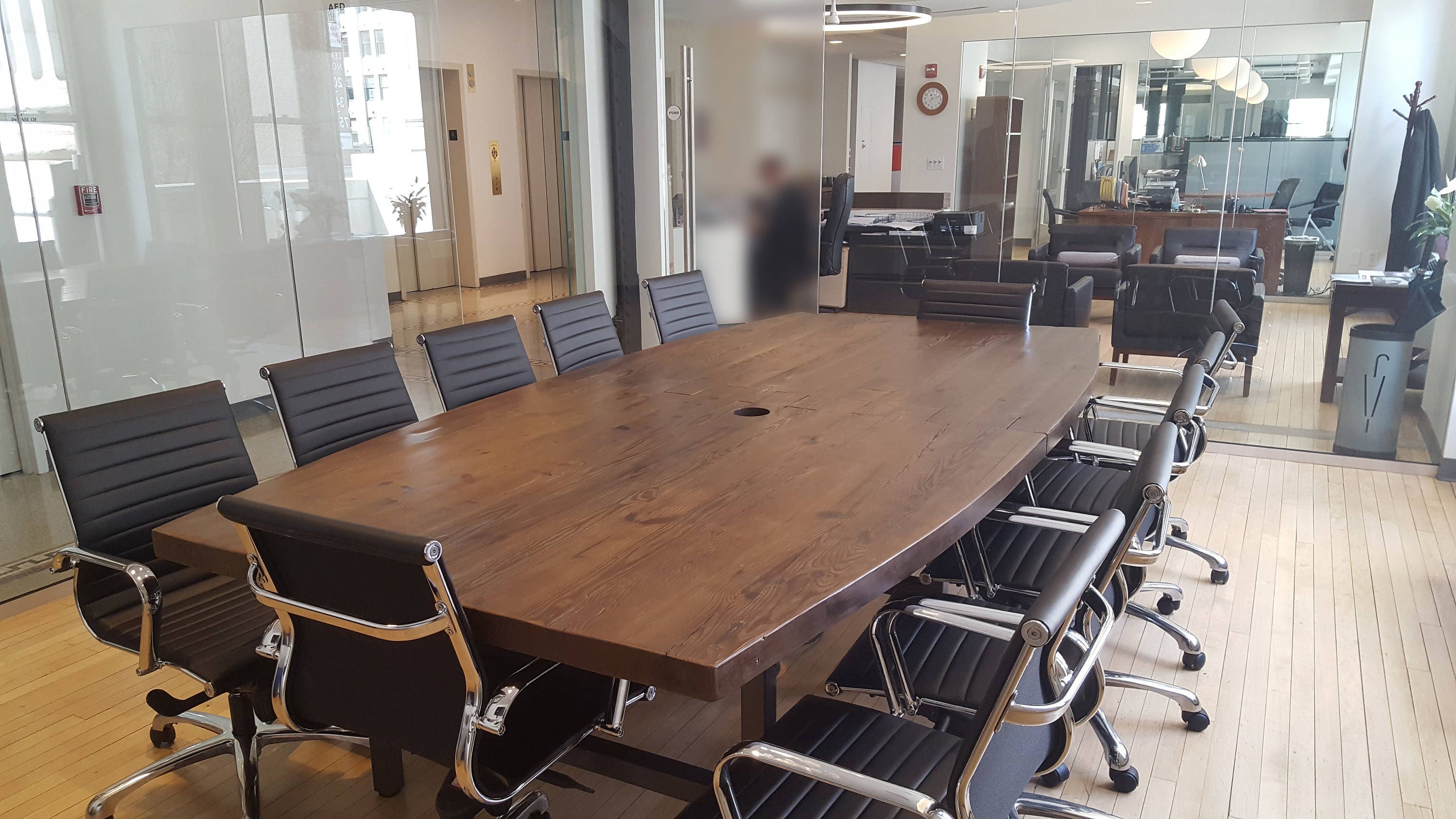 Large reclaimed conference table boat shape pic 1 made with