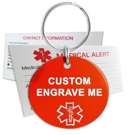 Medical Alert Tag Keychain Custom ENGRAVED FREE Aluminum 2