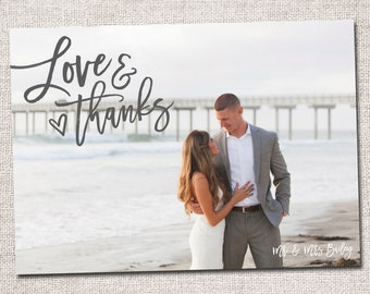 Wedding Thank You Card, Photo Thank You Card, Thank You Card, Printable Thank You Card, Modern Thank You card (Love and Thanks Cursive)