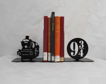 Metal Art Bookends, Movies, Books, Organizer, Metal Art, Shelf Decor, Train