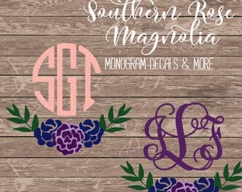Yeti tumbler decal, Floral Monogram Decal, water bottle decal, Floral Monogram sticker, yeti decal for women, Decals for ozark tumblers