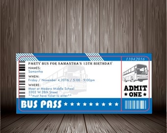 bus ticket invite etsy