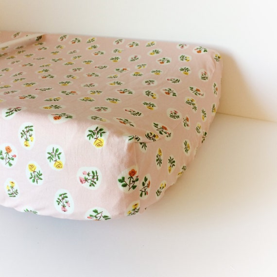 Rose Crib Sheet Changing Pad Cover / Blush Pink by Babiease