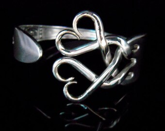Silver Fork Bracelet in Original Weaving Hearts Design