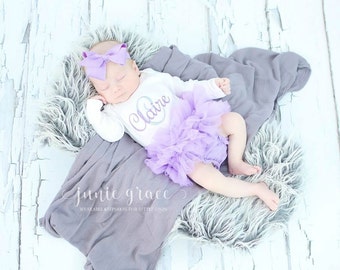 Newborn Girl Coming Home Outfit Baby Girl Clothes Baby Girl Gift Monogrammed Baby Girl Outfit Newborn Baby Girl Outfit Baby Girl Dress