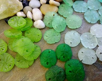 Sand Dollars, Small, Sea Glass, 20mm, Olivine, Shamrock, Peridot, Seafoam, Autumn Green, Priced per Piece
