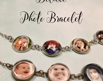 Custom Photo Bracelet, 5 photos, personalized photo jewelry, Gift Box, Holiday Card, Perfect Mothers' Day Gifts, grandma, mom, gift