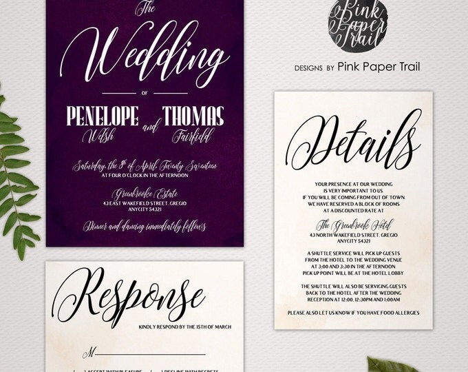 Printable Wedding Invitation Suite, Kraft Invitations, Choose Your Colors, I Will Customize for You, Print Your Own