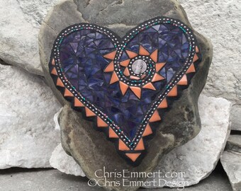 Purple Heart w/ Sun Burst Mosaic -Garden Stone