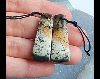 New,Natural Serpentine Gemstone Earring Bead,31x12x4mm,5.2g