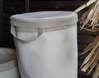 18" unbleached canvas laundry hamper , eco friendly toys organizer, laundry basket, canvas organizer, Toy Storage, Nursery Fabric Basket