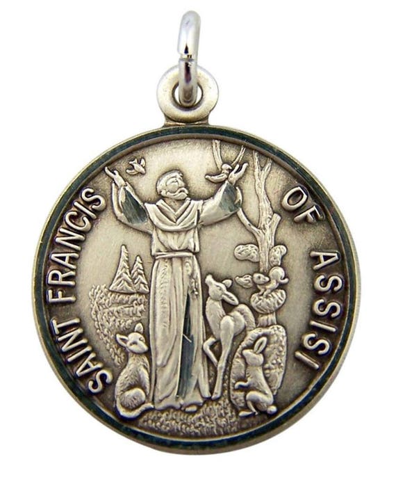St. Francis of Assisi Sterling Silver Religious Medal on 18