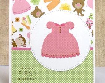 First Birthday Card- Baby Girl Birthday Card- Girl Birthday Card- Birthday Cards