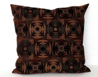 Copper Pillow Cover Geometric Chenille Upholstery Fabric Decorative Pillow Throw Pillow Cover Euro Sham 26x26 24x24 22x22 20x20 18x18 16x16