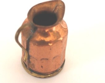 Vintage Miniature Copper Pitcher Kettle / Made In Italy Hand Made Marked Italian Cottage Farmhouse Decor Tiny Mini Small