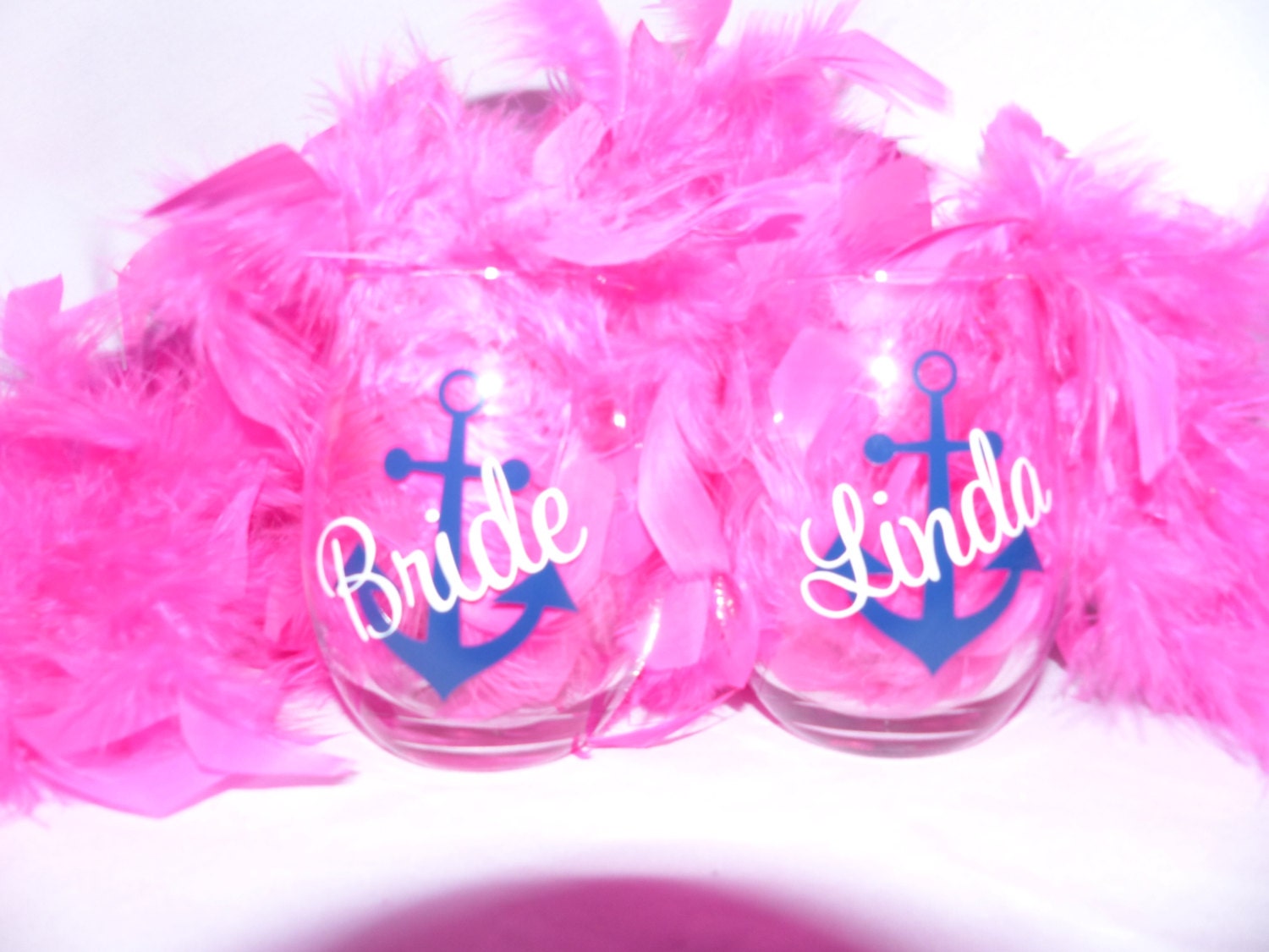 Personalized Stemless Wine Glass, Wine glass, Anchor Wine glass, monogrammed, Nautical, Lets get Nauti, Bridal party wine glasses,