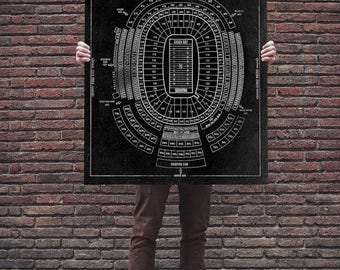 Vintage Style Print of Lambeau Field Seating Chart on Photo Paper, Matte Paper, or Stretched Canvas