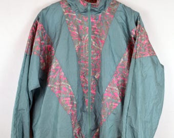 80's Windbreaker Track Jacket - Size Medium - Pastel Neon