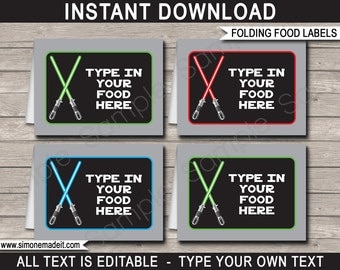 Star Wars Food Labels - Star Wars Theme Party - Food Buffet Tag - Placecard - Printable Party Decorations - INSTANT DOWNLOAD - EDITABLE text