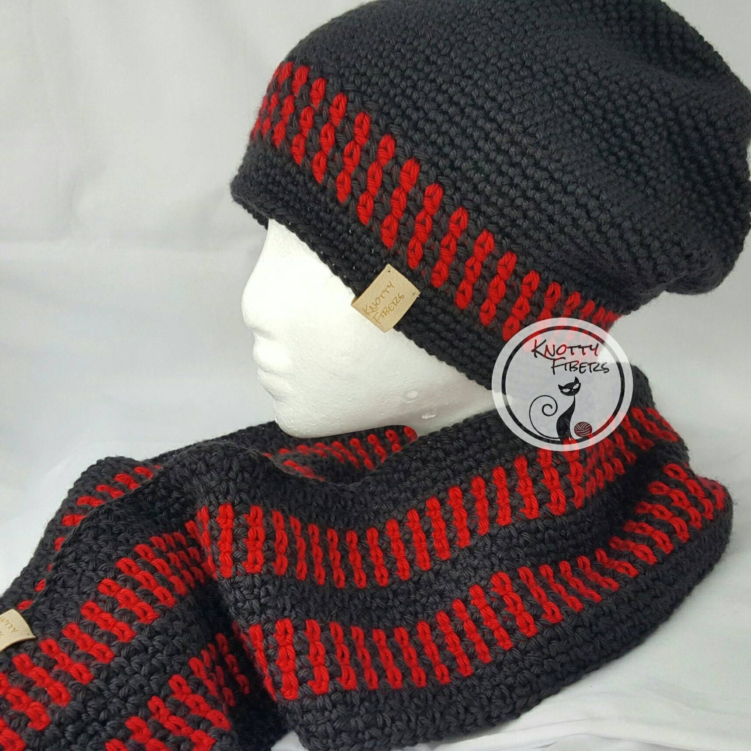 Men's HatNScarf SetCrocheted/Tracks