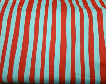 Dr Seuss celebrate seuss for Robert Kaufman thick and bright red and turquoise blue stripe