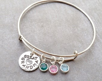 Great Grandma Bracelet, GreatGrandma Gift, Birthstone Jewelry, Swarovski Birthstones, Grandmother Jewelry, Custom Great-Grandma Jewelry