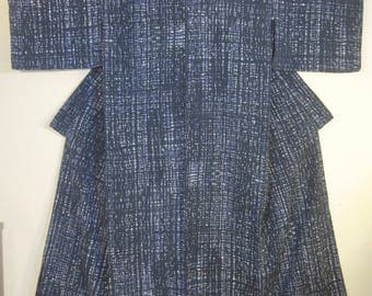 Vintage Midcentury Modern Japanese Men's Yukata - Indigo Blue / White Cotton.