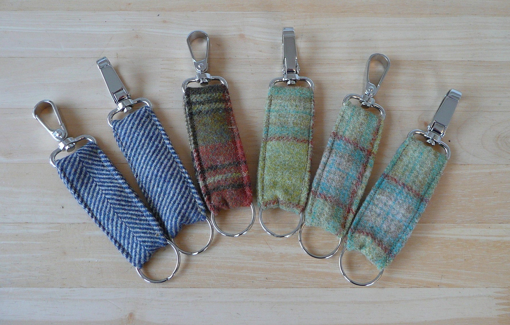 keychain Lobster Clip keyring Key Fob Tweed Key Clip