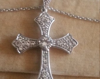 Vintage Sterling silver and CZ crystal Sparkling Cross