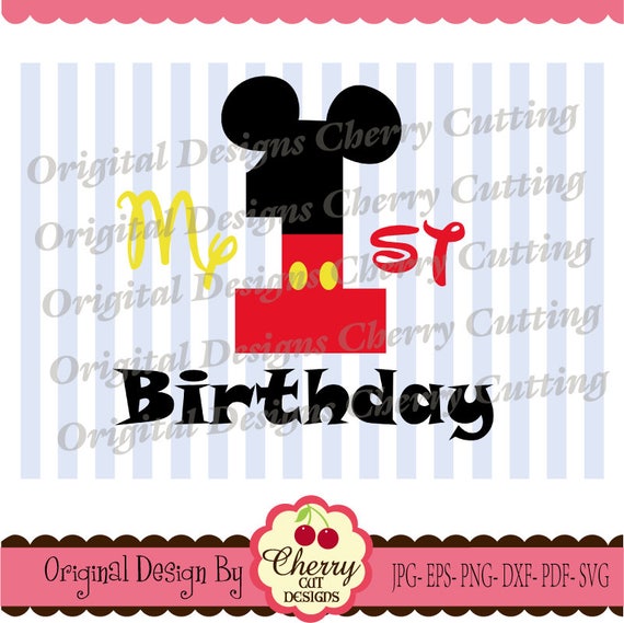 My 1st Birthday SVG DXF cut designMickey number 1 Silhouette