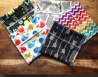 Zero Waste, Reusable Snack Bags, Reuse Lunch Bags, Back to School, Reuse Sandwich Bags, School Supplies, Reuse Snack Bags, Gift for Kids