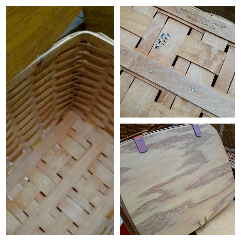 Large Vintage Longaberger Picnic Basket with Riser ca. 1994