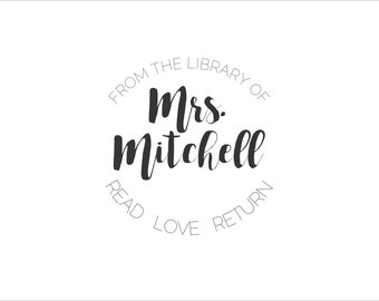 From the Library of Custom Rubber stamp book plate - Read * Love * Return