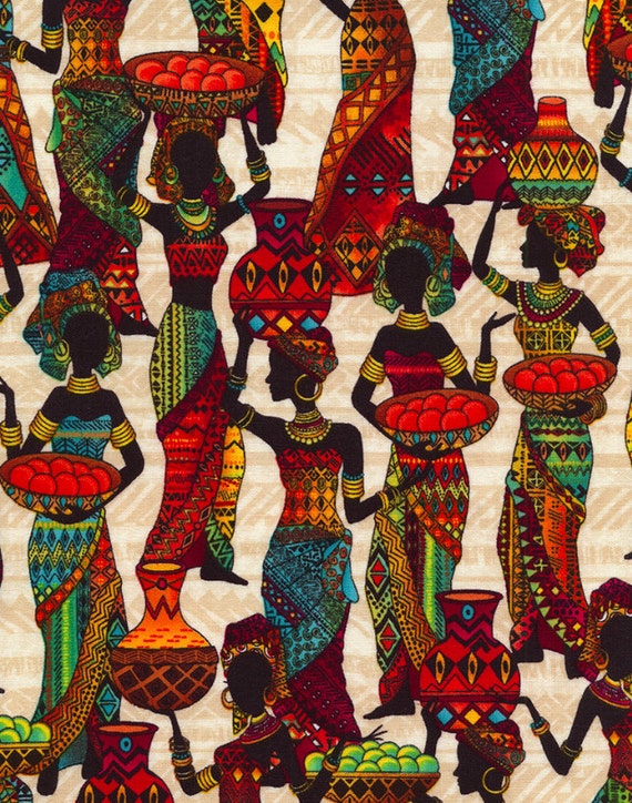 African Ladies 1 Yard Cut Timeless Treasures Cotton Fabric