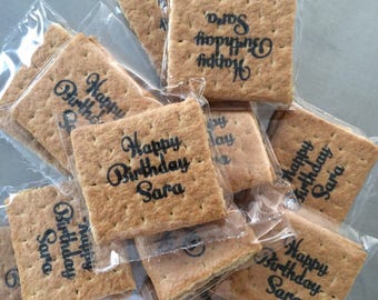 Printed graham cracker squares perfect for smores bar edible party favors fall wedding idea corporate gifting unique client gifts