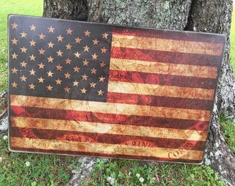 Vintage American Flag with Marine Corps emblem