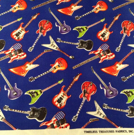 Guitar fabric cotton quilting fabric Timelss Treasures 1/2