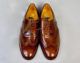 NOS Unworn Deadstock Vintage 1980s St Michael Real Leather Men's Oxford Brogues Lace Up Tie Shoes Size 7 UK 40.5 EU