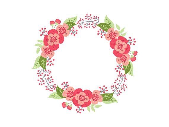 Blumenkranz Clipart digitale Vektor Blumen Hochzeit Kreis