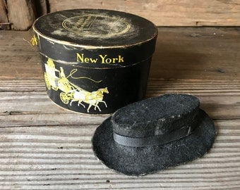 1930s Dobbs New York Miniature Hat Box, Salesman Sample, Miniature Top Hat