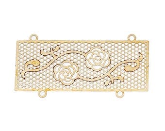 10pc 38x19m brass color Filigree Stamping Connectors-BB26