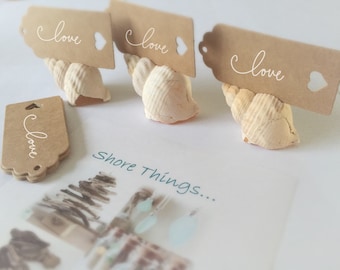 Place Card Holders, Beach Wedding, Nautical Style, Shell Name Card Holder
