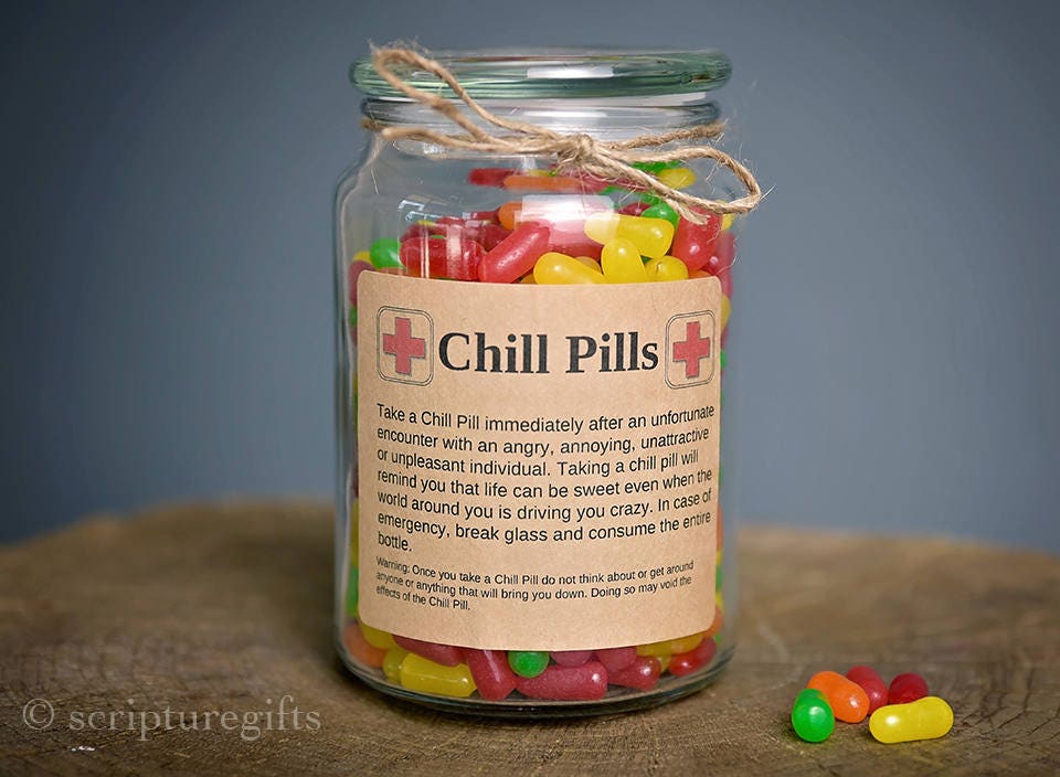 Chill Pill for ANYONE Apothecary Jar Funny Gag Gift