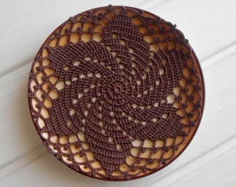 Small crochet doily Brown doily Handmade cotton doily Crochet coaster Brown lace doilies 351