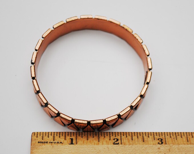 Renoir Copper Bangle -Abstract Triangle - Modernistic - Mid century Mod -Signed Bracelet