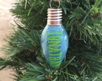 Personalized Christmas Ornament - Christmas Decoration - Glitter Ornaments - Family Christmas Ornament - Lightbulb Ornaments - Holiday Decor